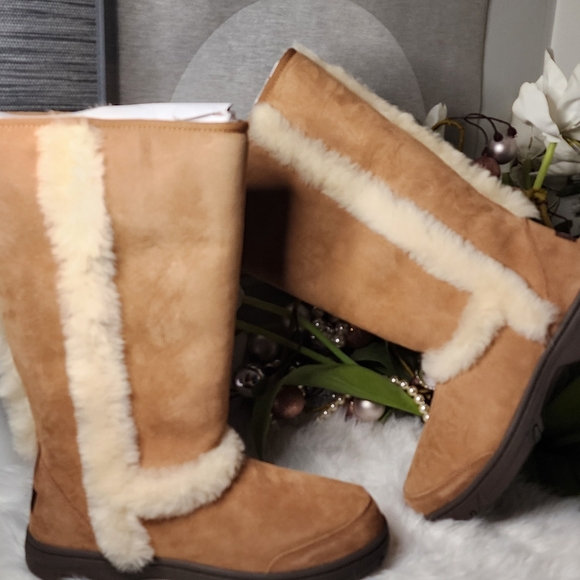 Ugg Sunburst Tall chestnut waterproof women boot size12 new - Picture 1 of 6